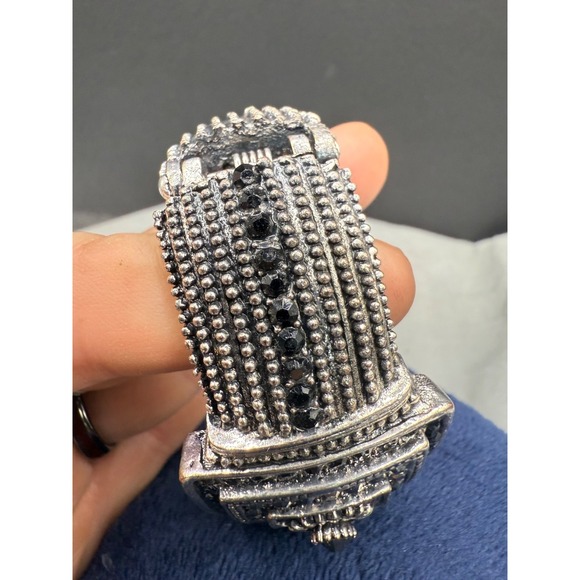 Modern Chunky Bracelet‎ Hinged Clamper Grey  Y2K6.5" - Picture 7 of 9